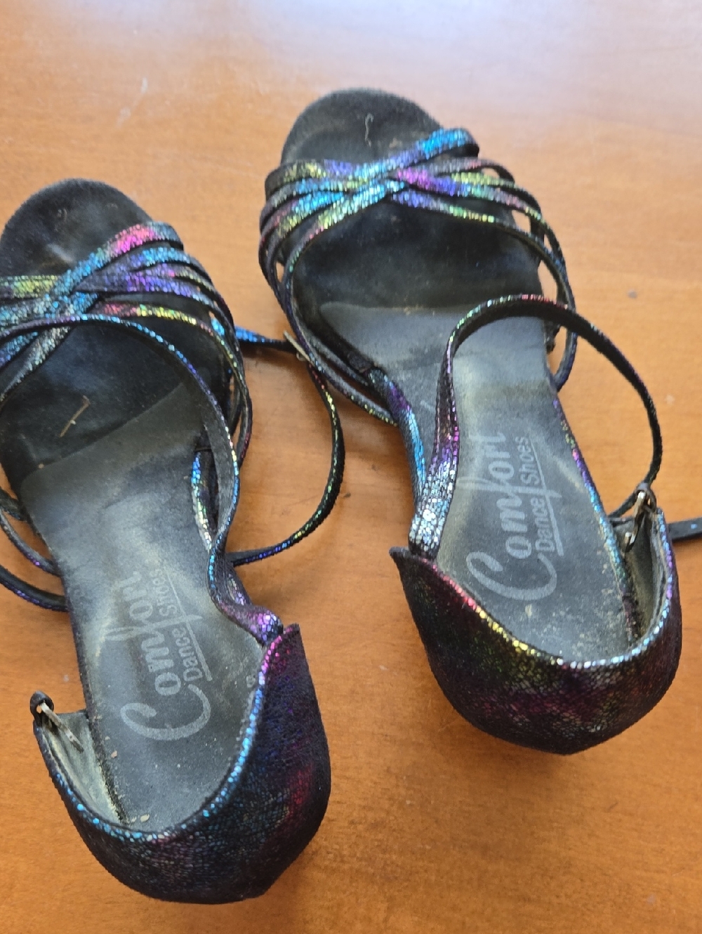 Comfort Dance Shoes Women’s Iridescent Multicolor Strappy Heel